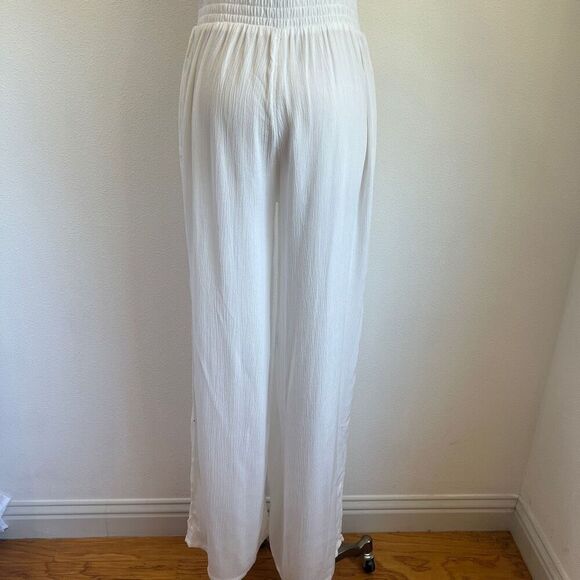 PrAna Fernie Wide Leg Jumpsuit White Size S NWT Lightweight Semi-Sheer Coverup - Picture 11 of 16